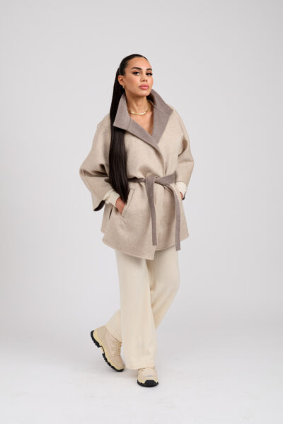 26/27 Cappotto in cashmere beige reversibile tortora tortora