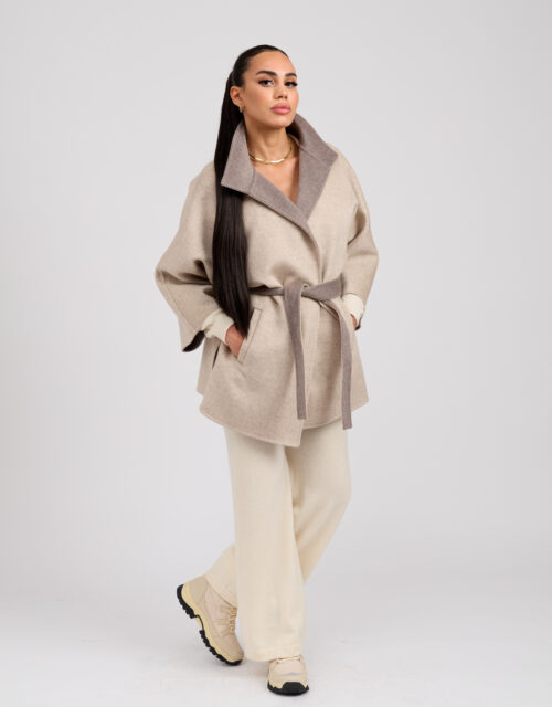 26/27 Cappotto in cashmere beige reversibile tortora tortora