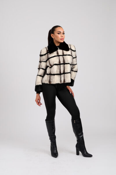 26/27 Giubbotto in visone black cross colore bianco e nero