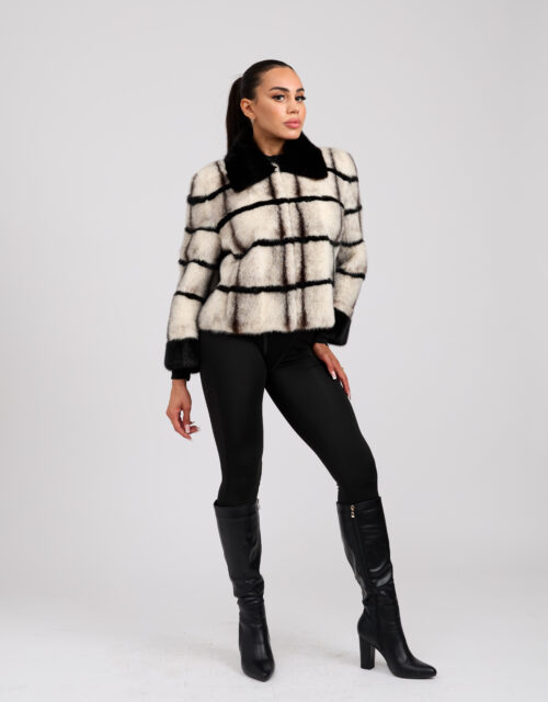 26/27 Giubbotto in visone black cross colore bianco e nero