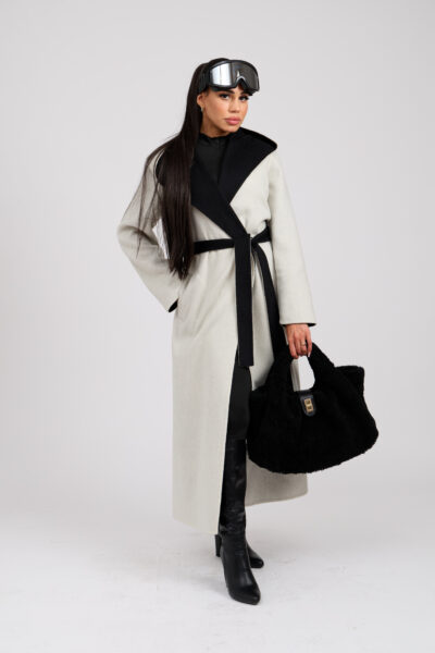 Borsa maxi in shearling bouclè colore nero