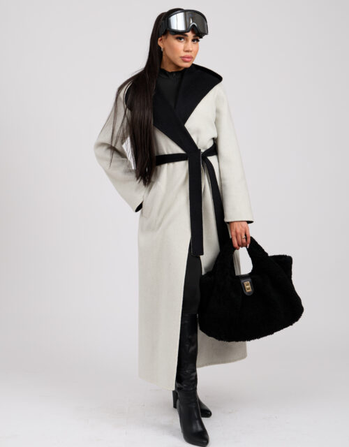 26/27 Cappotto maxi in cashmere reversibile colore ice e nero