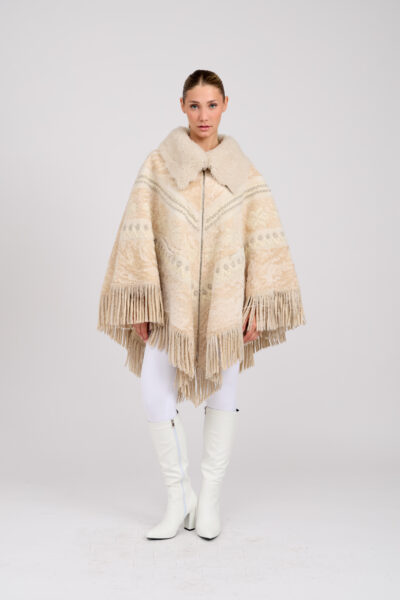 26/27 Mantella in shearling reversibile nappata colore crème e bianco