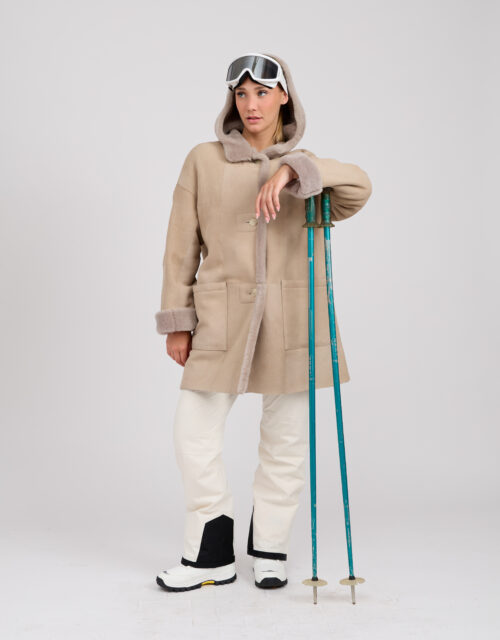 26/27 Cappotto in shearling nappato colore almond