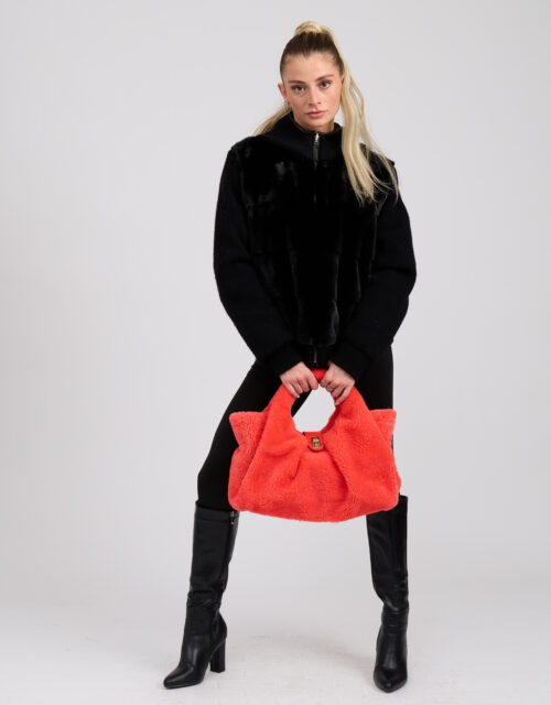 26/27 Piumino in cashmere con pannelli in visone colore nero