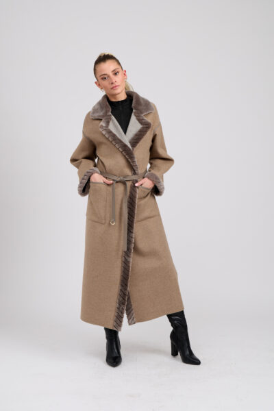 26/27 Cappotto maxi in cashmere colore tortora reversibile zaffiro 