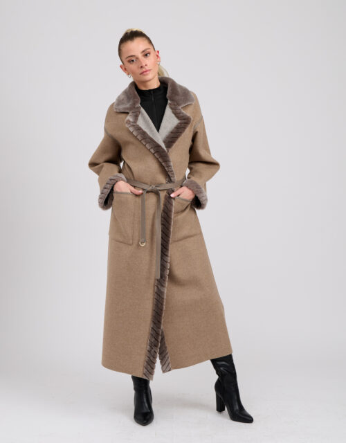 26/27 Cappotto maxi in cashmere colore tortora reversibile zaffiro 