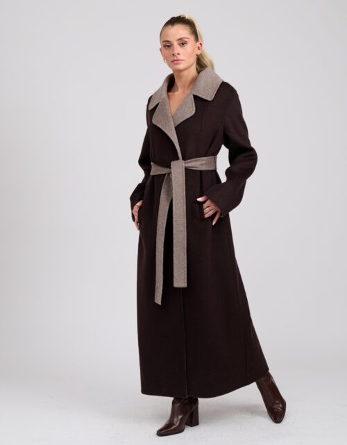26/27 Cappotto maxi in cashmere reversibile colore testa di moro e tortora