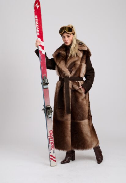 26/27 Cappotto maxi in shearling muflone dorsato chocolate brown